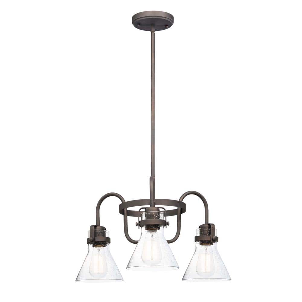 Seafarer 21.5 in. W 3-Light Oil Rubbed Bronze Chandelier with Seedy Shade price history on PriceWatchPro