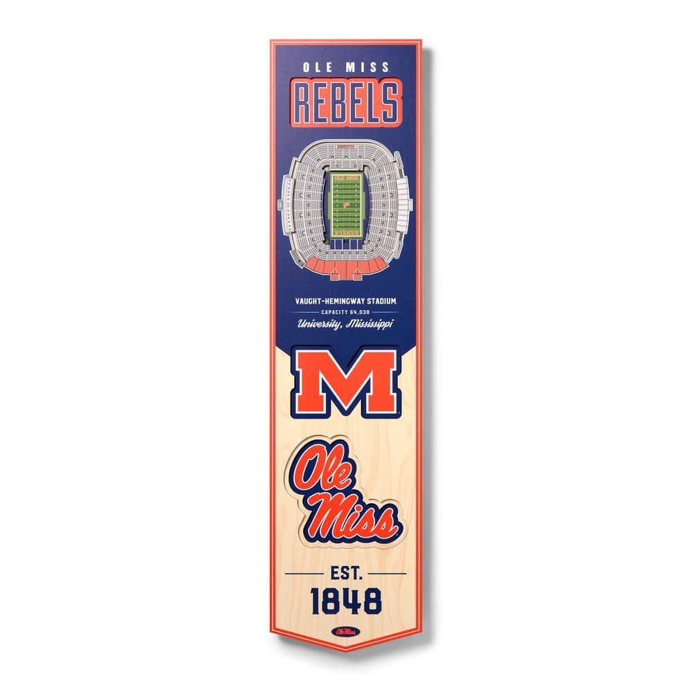 YouTheFan NCAA Mississippi Rebels Wooden 8 X 32 3D Stadium Banner ...