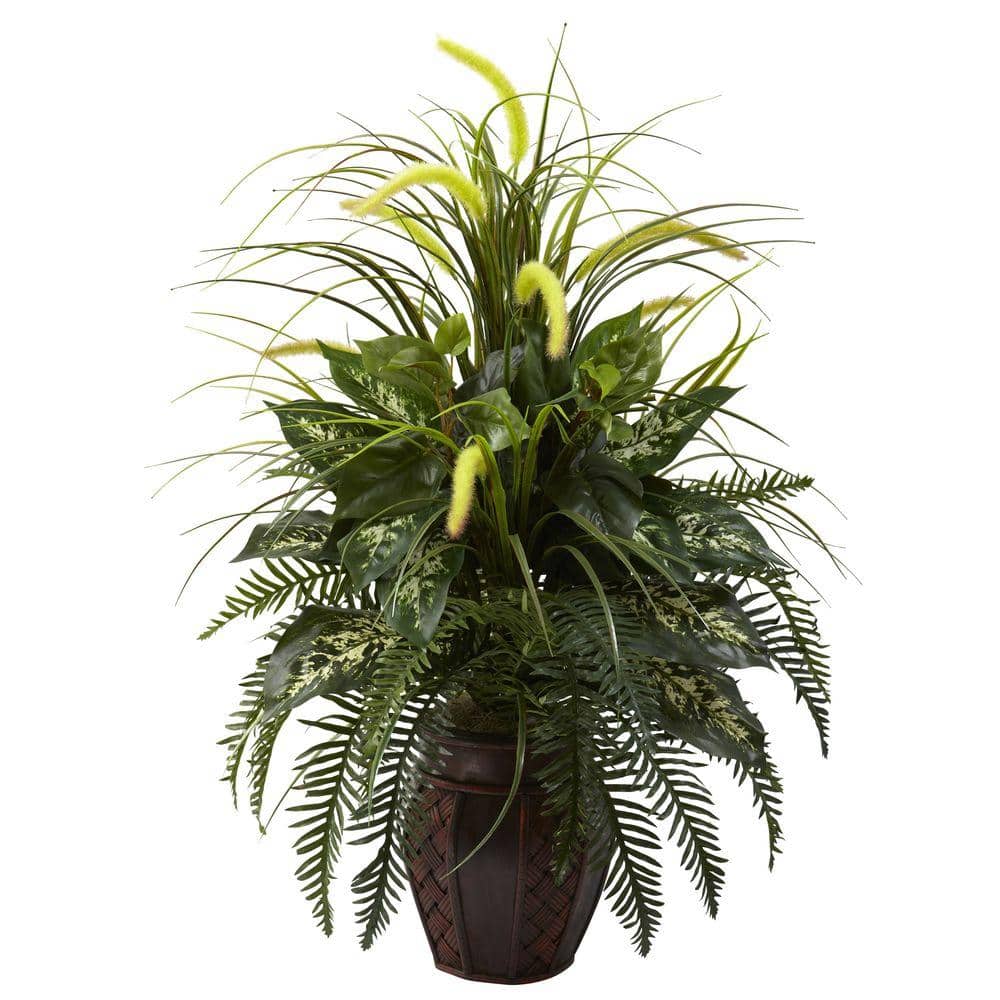 3 ft. Artificial Mixed Greens and Cattails with Decorative Planter price history on PriceWatchPro