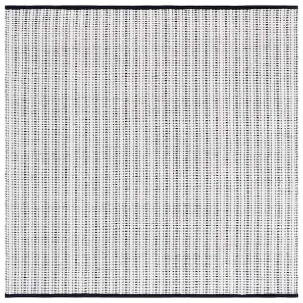 Vermont 6 ft. x 6 ft. Black/Ivory Striped Modern Square Area Rug
