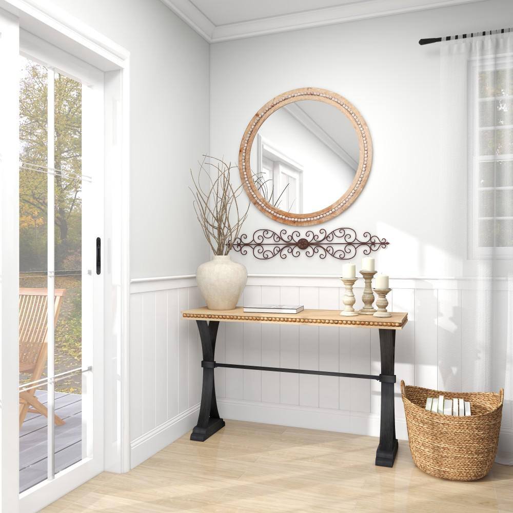 Rustic Brown Iron Scroll Wall Sculpture with Matte Finish
