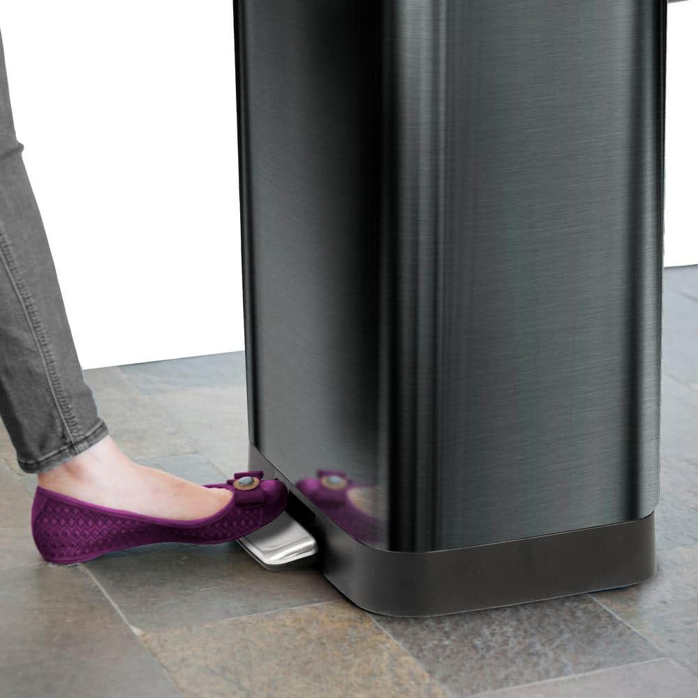 Black Stainless Steel 20 Gallon Step Trash Can with Pedal