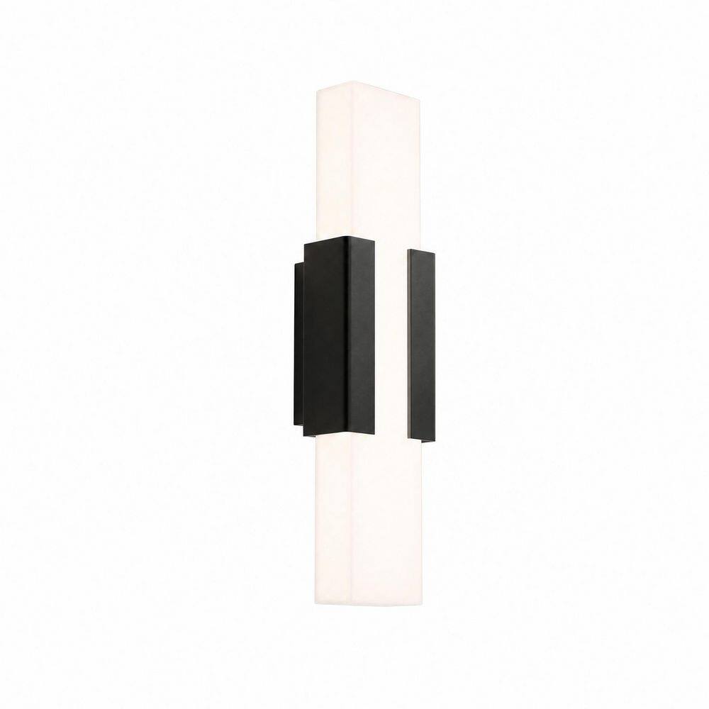 Edelie 17.7 in. 1-Light Modern Matte Black and White Outdoor Waterproof 12W LED Wall Sconce with Frosted Acrylic Shade price history on PriceWatchPro