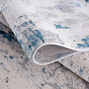 Vogue Modern Blue 9 ft. 2 in. x 12 ft. 6 in. Abstract Large Area Rug