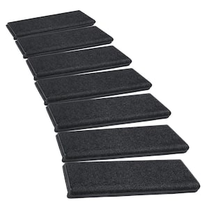 Black 9.5 in. x 30 in. x 1.2 in. Bullnose Polypropylene Indoor Non-slip Carpet Stair Tread Cover (Set of 14)