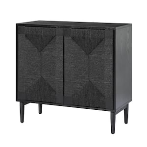 Gustal Black Transitional 30.5 in. Tall Wood 2-Door Accent Cabinet