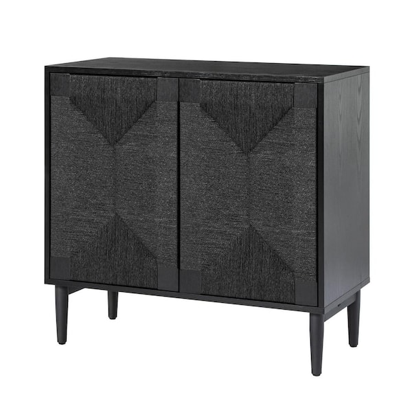 JAYDEN CREATION Gustal Black Transitional 30.5 in. Tall Wood 2-Door Accent Cabinet