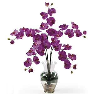 31 in. Artificial Phalaenopsis Liquid Illusion Silk Flower Arrangement in Orchid