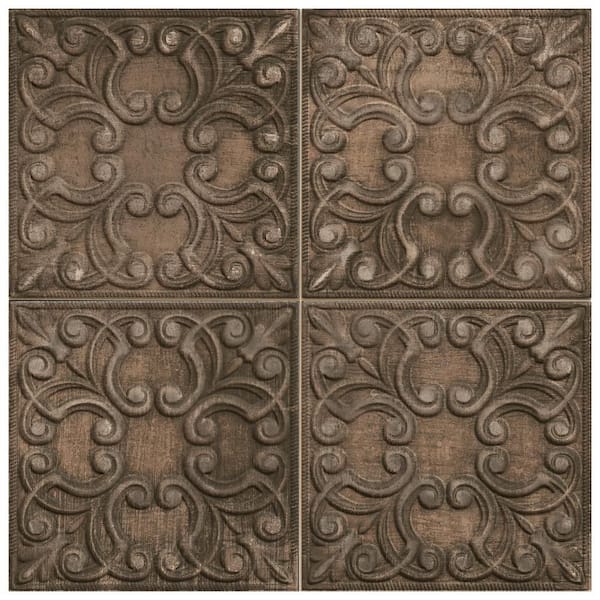 Victorian Tin Copper 9 in. x 9 in. Porcelain Wall Take Home Tile Sample