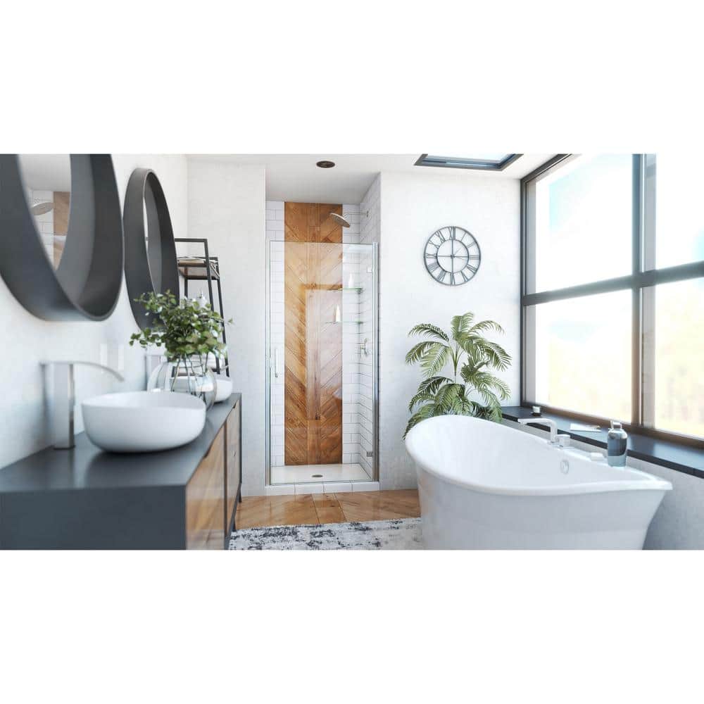 Brushed Nickel Semi-Frameless Swing Shower Door with Clear Glass