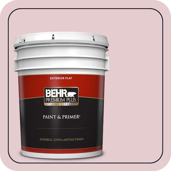 BEHR PREMIUM PLUS 5 gal. #100C-2 Cool Pink Flat Exterior Paint & Primer