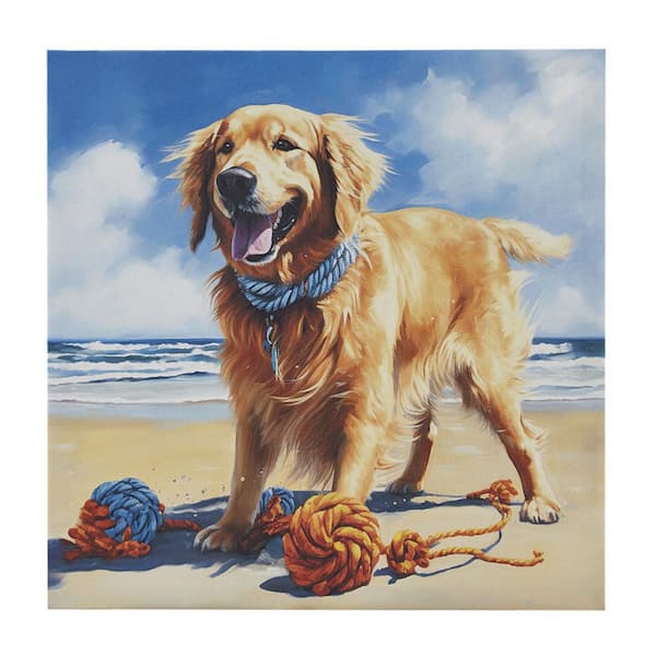 Miscool Anky 1-Piece Unframed Art Print 16 in. x 16 in. Golden Retriever Canvas Wall Art