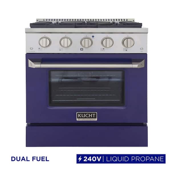 Kucht 30 in. 4.2 cu. ft. Dual Fuel Range with Gas Stove and Electric Oven with Convection Oven in Blue