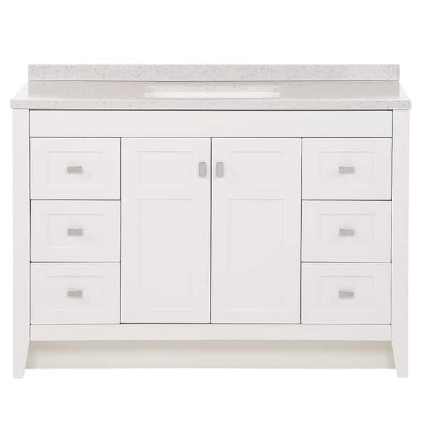 Home Decorators Collection Bladen 48 in. W x 19 in. D x 36 in. H Single Sink  Bath Vanity in White with Polar Gray Engineered Solid Surface Top