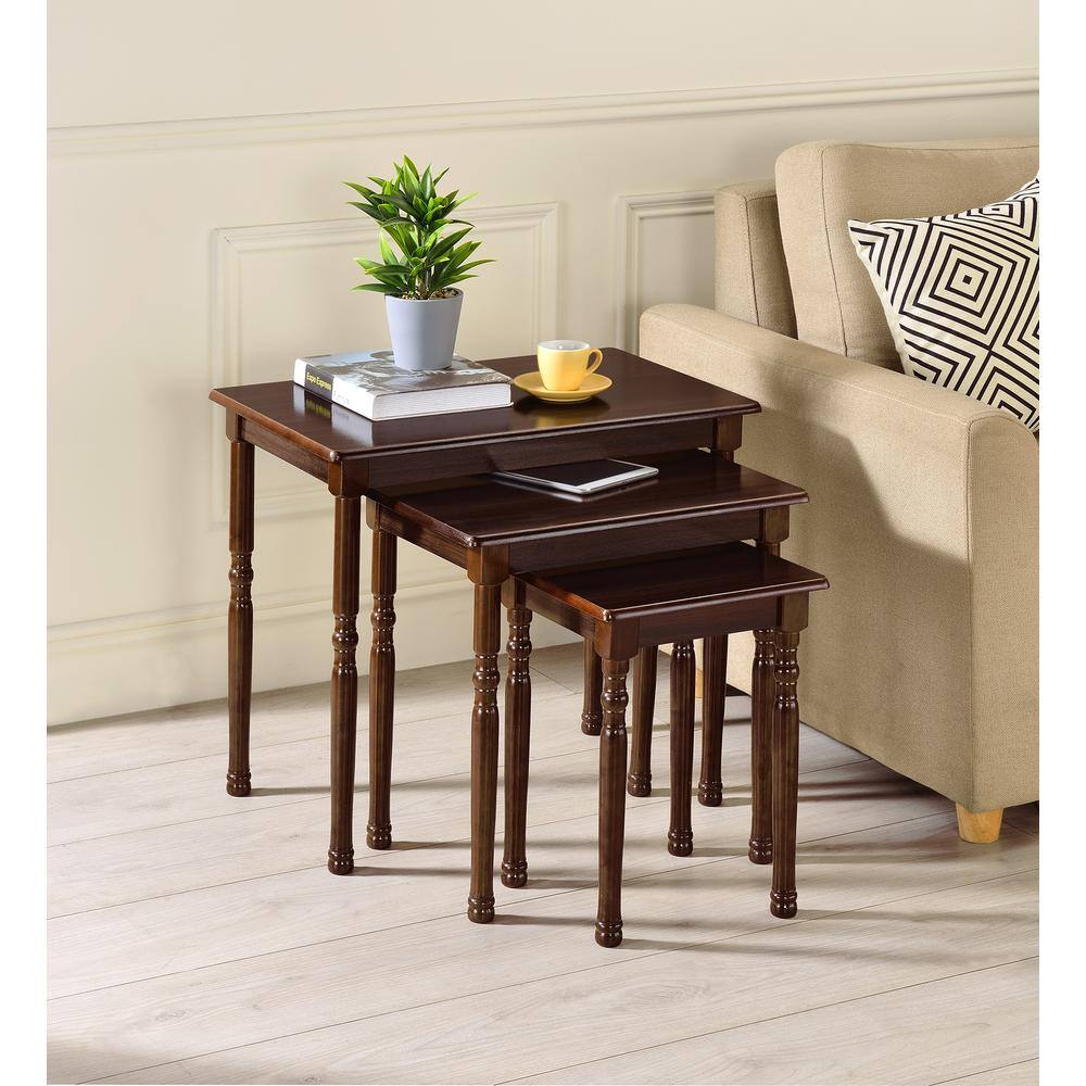 Cherry Wood 3-Piece Rectangular Nesting Table Set