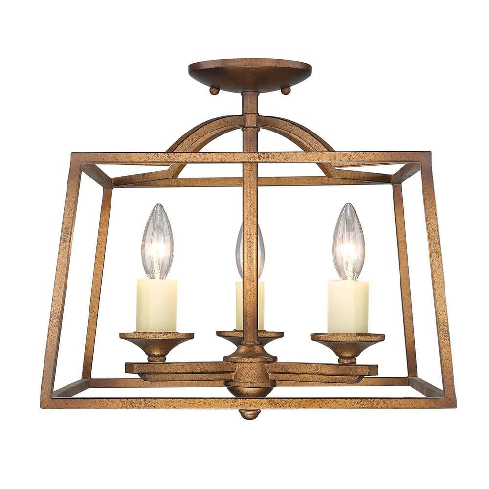 Athena Grecian Gold 3-Light Indoor/Outdoor Semi-Flush Mount