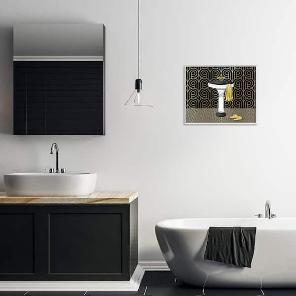 Bathroom Sink Deco Style by Conrad Knutsen White Framed Abstract Giclee Art Print 16 in. x 20 in.
