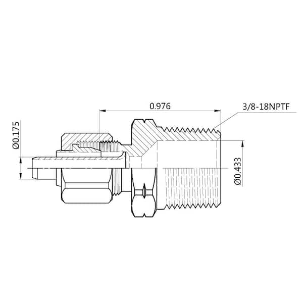 1/4 in. O.D. x 3/8 MIP Compression Brass Reducing Adapter Fitting