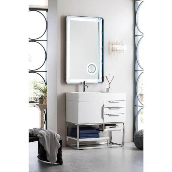 Columbia 35.5 in. W x 19 in. D x 36 in. H Single Bath Vanity in Glossy White with Glossy White Composite Top
