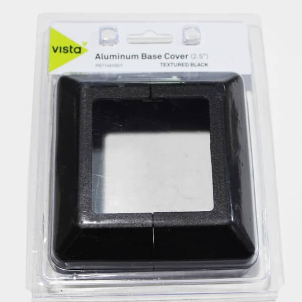 1 in. H x 4 in. W Black Aluminum Base Plate Cover for 2.5 in. Post