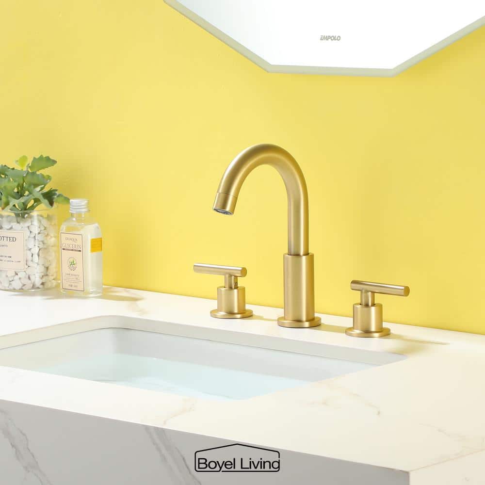 Brushed Gold 8-Inch Widespread 2-Handle Bathroom Faucet