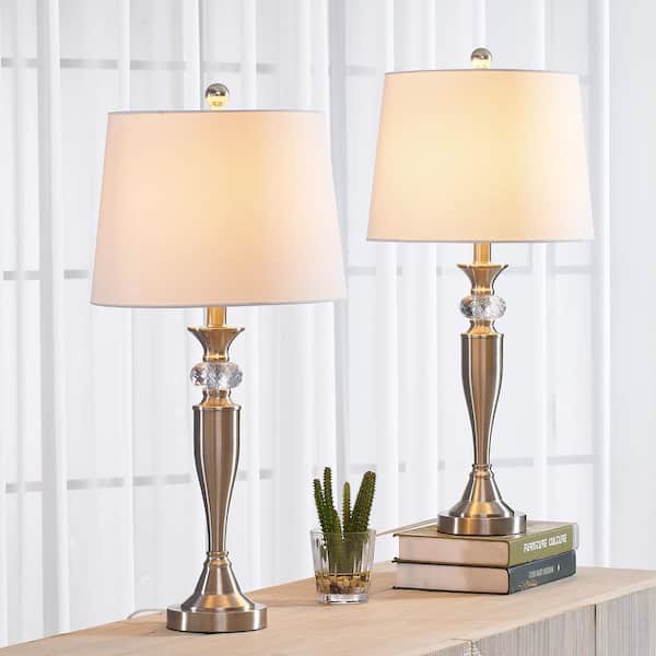 Cincinati 27 '' H Nickel Table Lamp With White Shade(Set of 2)