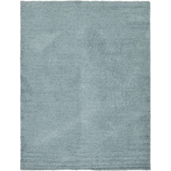 Unique Loom Solid Shag Slate Blue 10 ft. x 13 ft. Area Rug