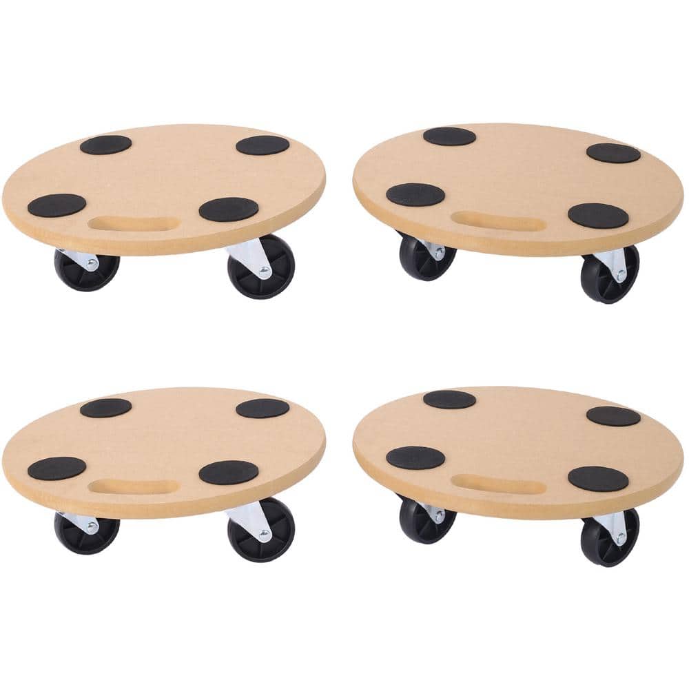 15 in. 500 lbs. Capacity Heavy Duty Wood Round Furniture Moving Dolly with 
