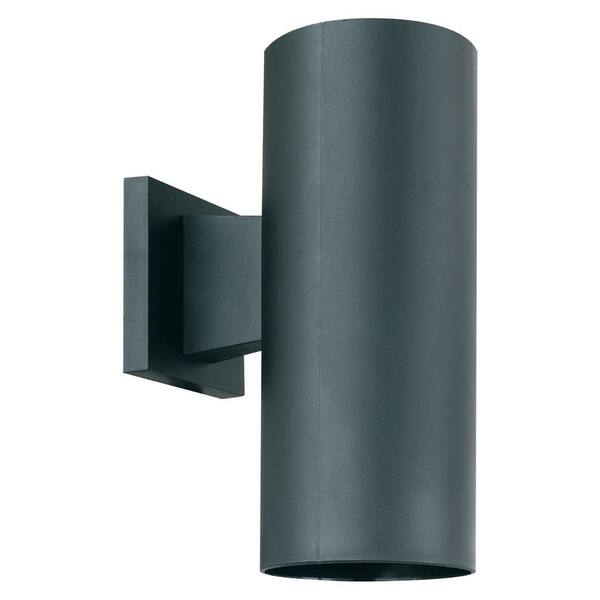 Thomas Lighting 1-Light Black Outdoor Wall Mount Cylinder Sconce