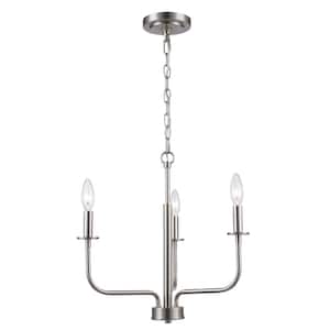 Tennyson 3-Light Brushed Nickel Candle Chandelier
