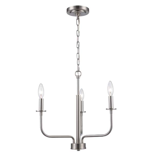 Tennyson 3-Light Brushed Nickel Candle Chandelier