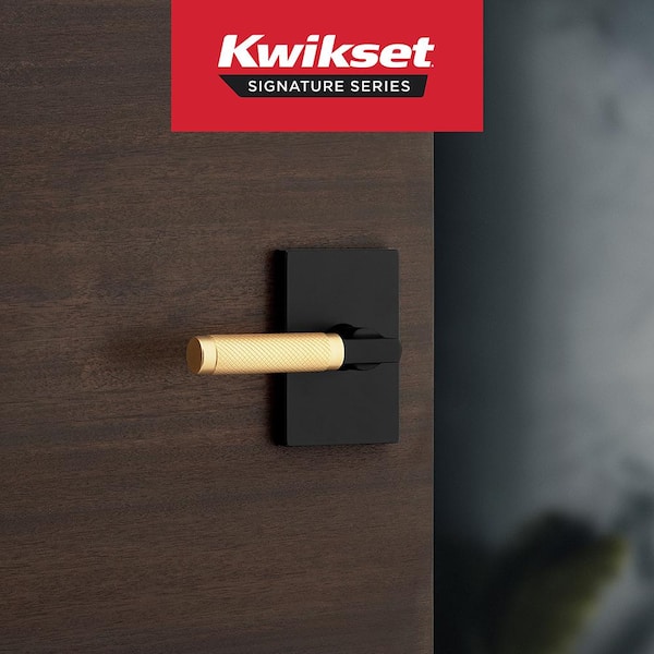 Prava Matte Black Satin Brass Hall/Closet Rectangle Rose Door Handle