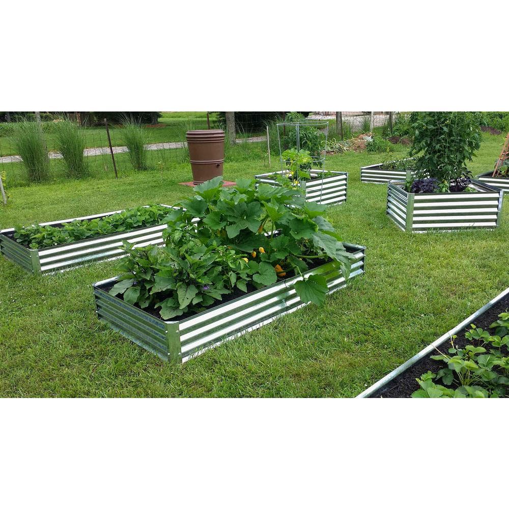 Silver Galvanized Steel 40" Rectangular Raised Garden Bed