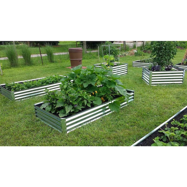 EarthMark - Bajo Series 22 in. x 40 in. x 10 in. Rectangle Galvanized Metal Raised Garden Bed