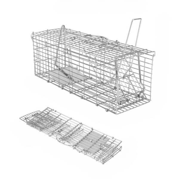 Unbranded Foldable Indoor/Outdoor Rat Cage Trap Humane Live Rodent Galvanized Iron Control Bait Catch with Detachable L-Shaped Rod