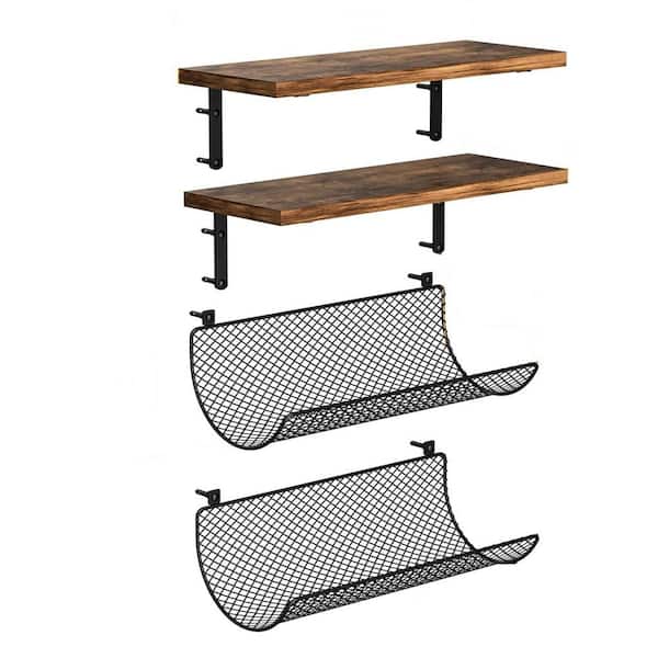 Cubilan 15.35 in. W x 5.79 in. D Rustic Brown Decorative Wall Shelf, Wood Floating Shelves