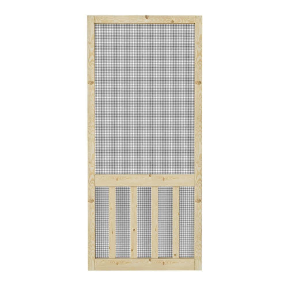 30 in. x 80 in. 5-Bar Single Universal Paneled Railing Style Unfinished Pine Wood and Gauze Mesh Hinged Screen Door price history on PriceWatchPro