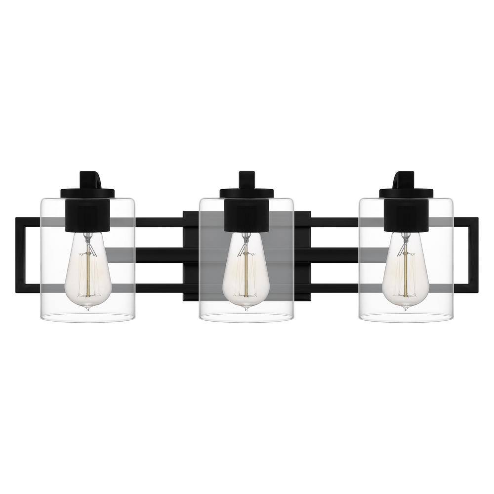Lansdowne 24" Matte Black Steel 3-Light Vanity Fixture