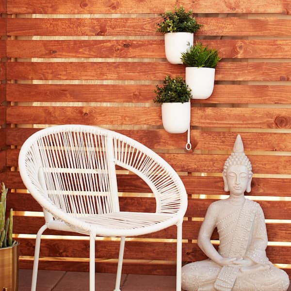 Litton Lane 12 in. x 25 in. Contemporary Indoor/Outdoor White Metal Hanging Wall Planter Rack