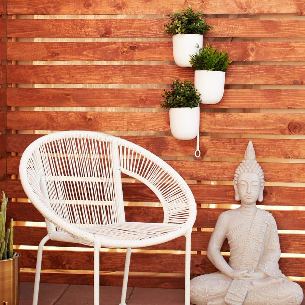 The Novogratz Layered White Metal Wall Planter, 12" x 25"