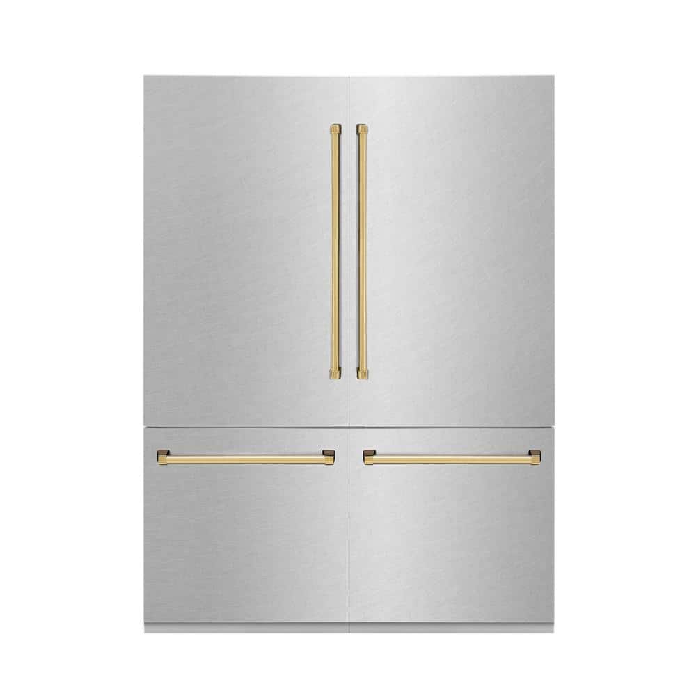 Autograph Edition 60 in. 4-Door French Door Refrigerator Ice & Water in Fingerprint Resistant Stainless & Polished Gold