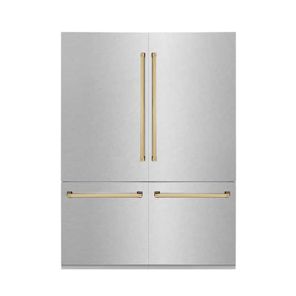 Autograph Edition 60 in. 4-Door French Door Refrigerator Ice & Water in Fingerprint Resistant Stainless & Polished Gold