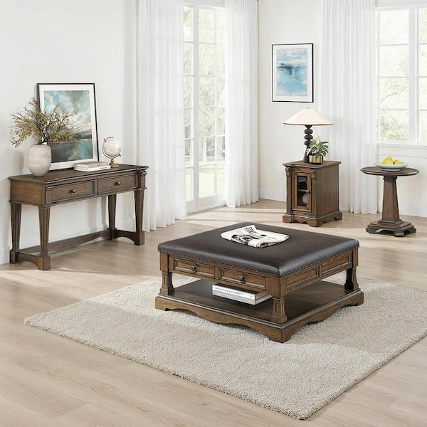 Ridley 16 in. Brown Finish Rectangle Wood Chairside Table