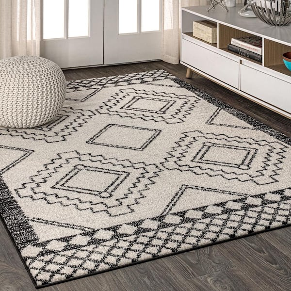Amir Moroccan Beni Souk Cream/Black 12 ft. x 18 ft. Area Rug
