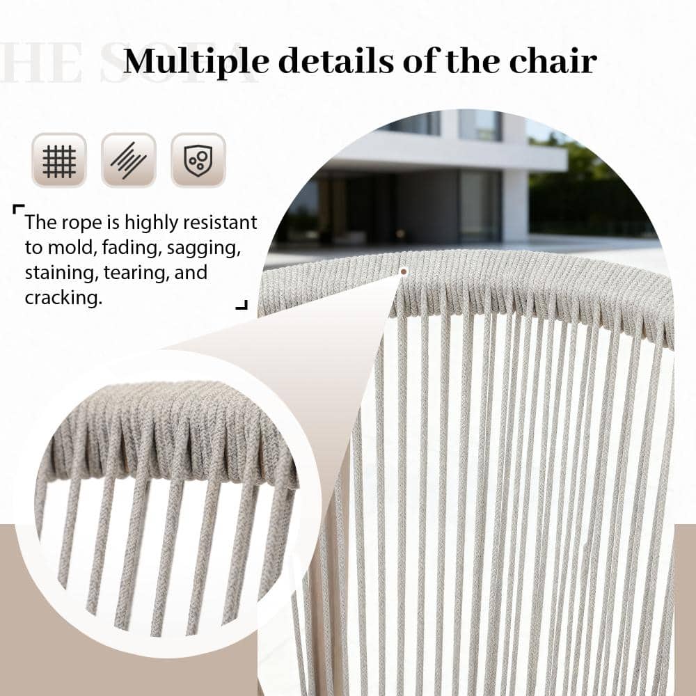 Close-up of the resistant rope material on the chair frame.