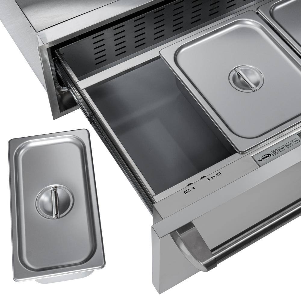 30-Inch Stainless Steel Built-In Warming Drawer with Three Compartments