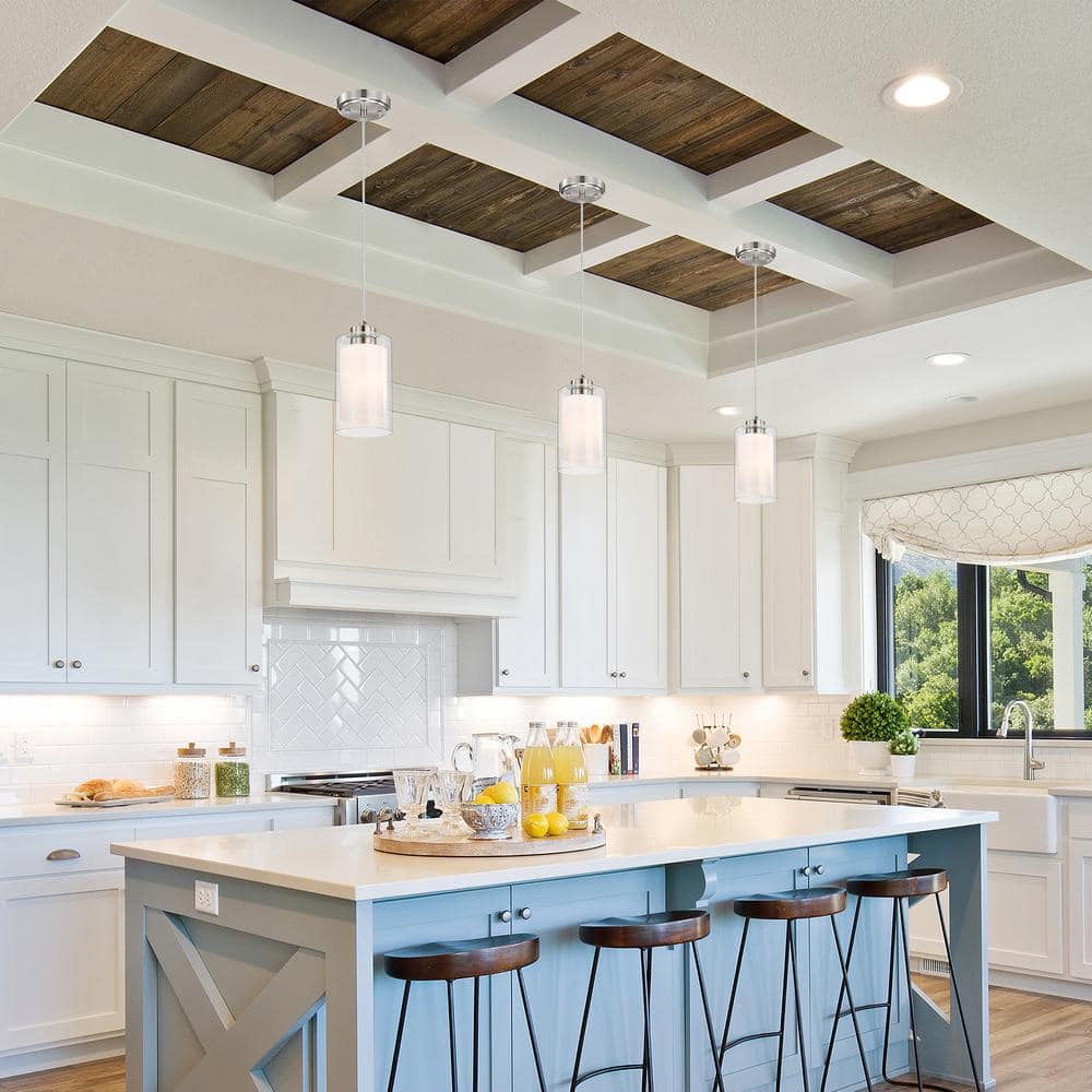 Brushed Nickel Mini Pendant with Dual Glass Shades