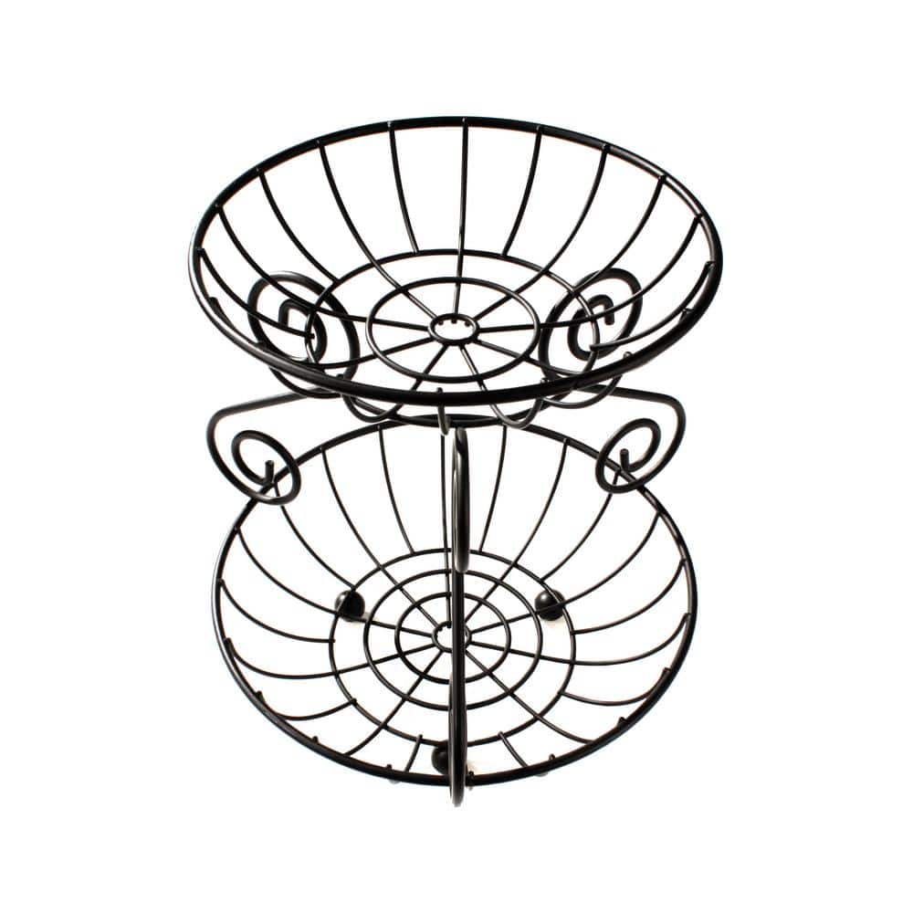Black Metal Scroll 2-Tier Fruit and Vegetable Server