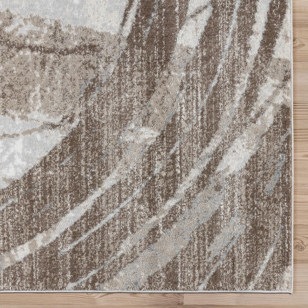 Gray and Beige Abstract Tufted Synthetic 6' x 9' Area Rug
