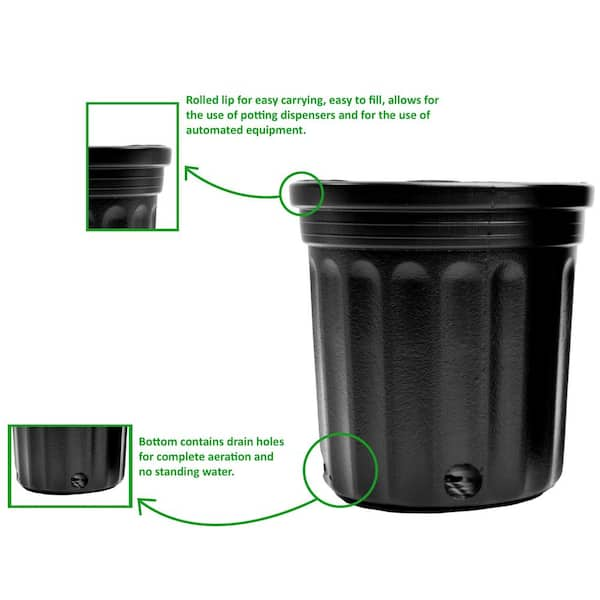 Viagrow 1/2 Gal Plastic Nursery Trade Pots 0.62 Gal./2.37 l/144 cu 